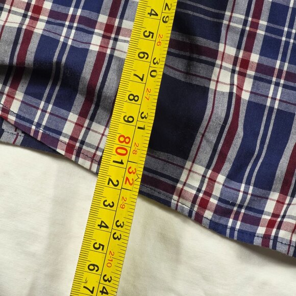 HB Mens Size 4XL Blue Red Plaid Short Sleeve Button Down Shirt Casual Wear - Picture 11 of 11